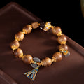 Factory Live Streaming Agarwood Round Bead Bracelet, Qi Nan Double Happiness Wealth Handmade Bracelet