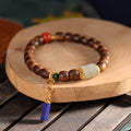 Fashionable Chinese-Style S925 Sterling Silver Handmade DIY Agarwood Bracelet with Antique Wood Beads – Vintage Women's Jewelry