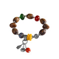 Vintage Fashion Fortune-Character Amber Glass Nanhong Agarwood Bracelet, Handmade DIY Beaded Bracelet