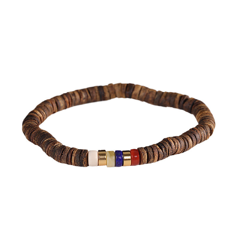 S925 Sterling Silver Plated Gold Vintage Handmade DIY Bracelet – Featuring Agarwood, Red Agate, Beeswax & Lapis Lazuli Natural Stone Beaded Jewelry for Women