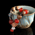 Vintage Fashion Fortune-Character Nanhong Agarwood Bracelet, Super Seven Agate, Ethnic Handmade DIY Beaded Bracelet